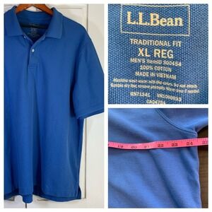 LL Bean Mens XL Blue Polo Shirt Short Sleeve Traditional Fit Cotton Casual Golf‎